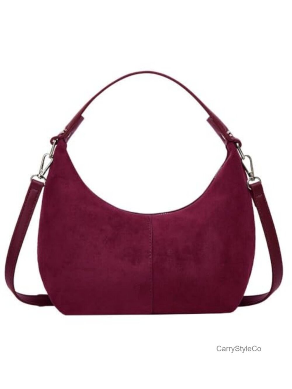 Faux Suede Crescent Tote Bag Shoulder Crossbody Purse